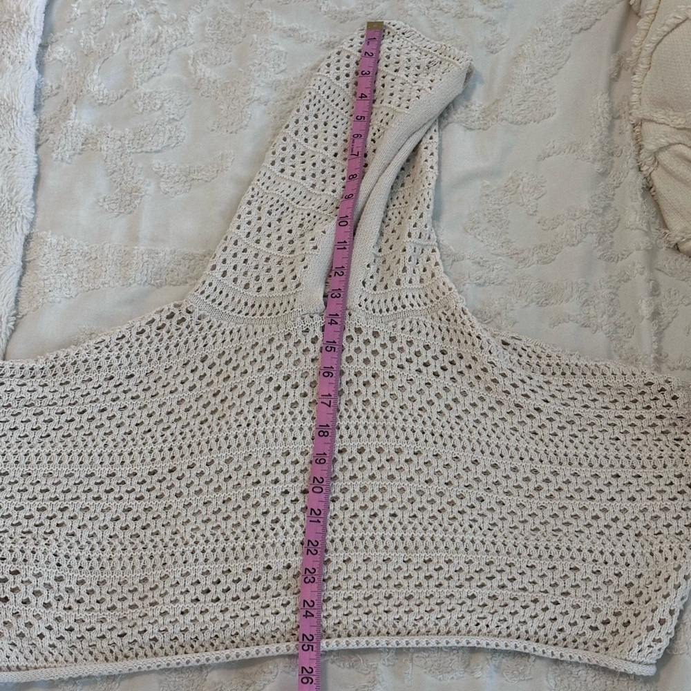 Sincerely Jules Cream Hooded Cropped Sweater XS 100% Cotton EUC - Picture 11 of 11